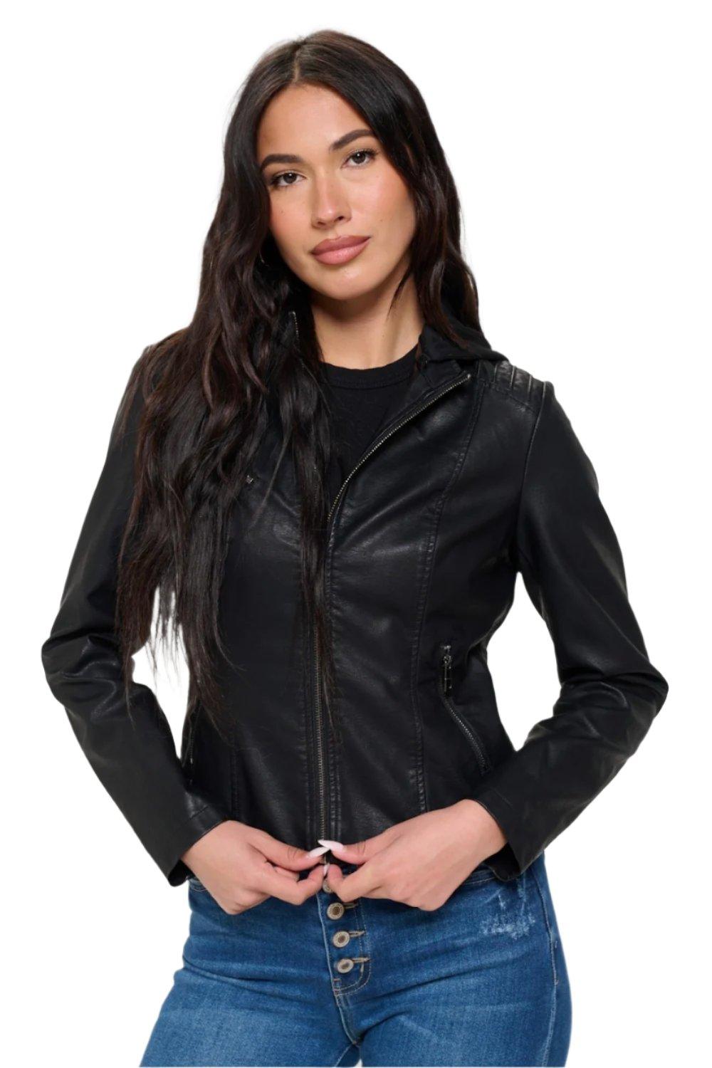 Lorenza Zip Up Hooded Jacket in Black - Dapper Deluxe Fashion