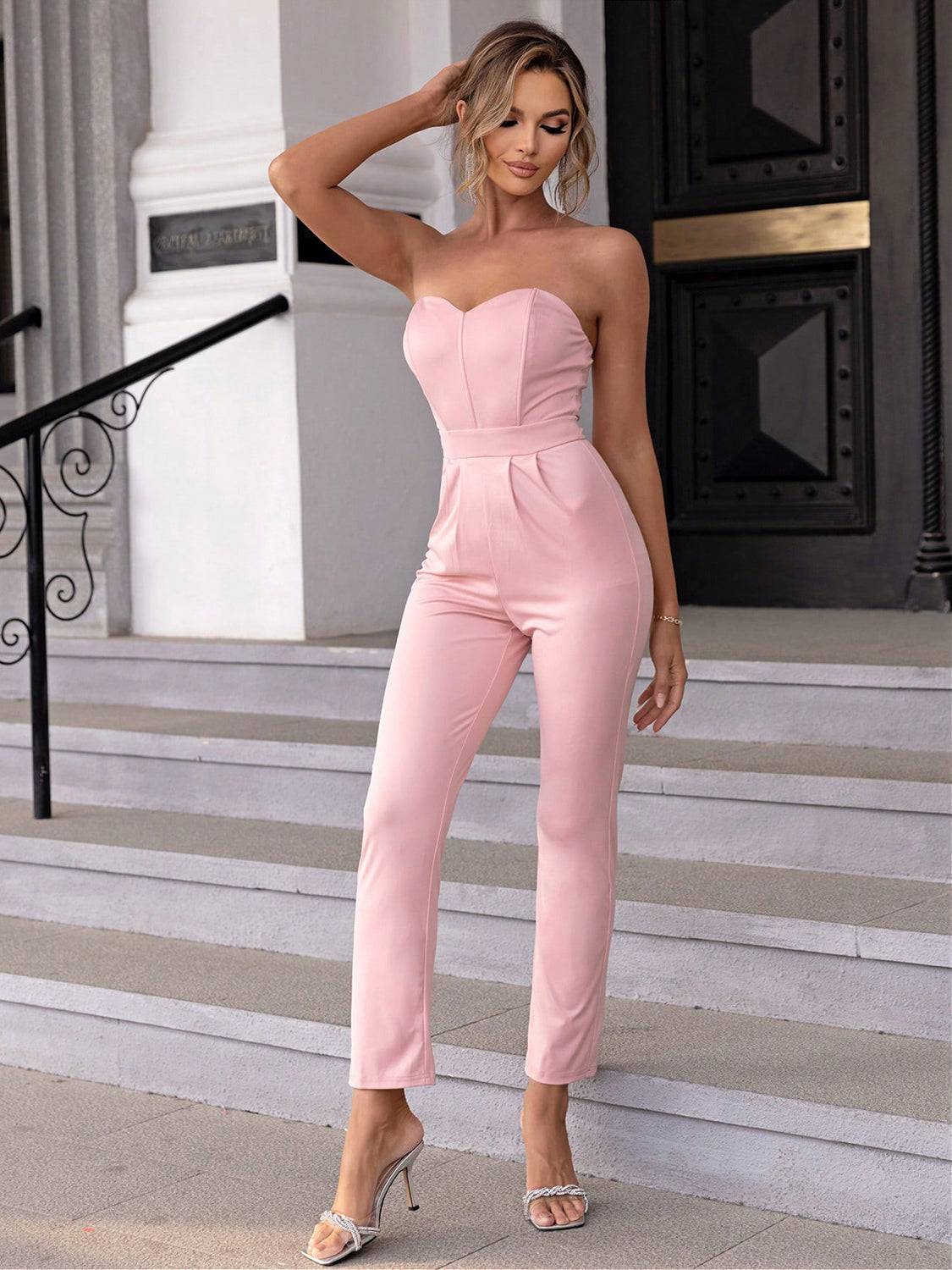 Sweetheart Neck Sleeveless Jumpsuit - Dapper Deluxe Fashion