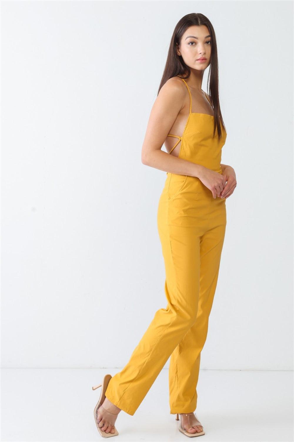 Doreli Group Backless Tied Spaghetti Strap Sleeveless Jumpsuit - Dapper Deluxe Fashion