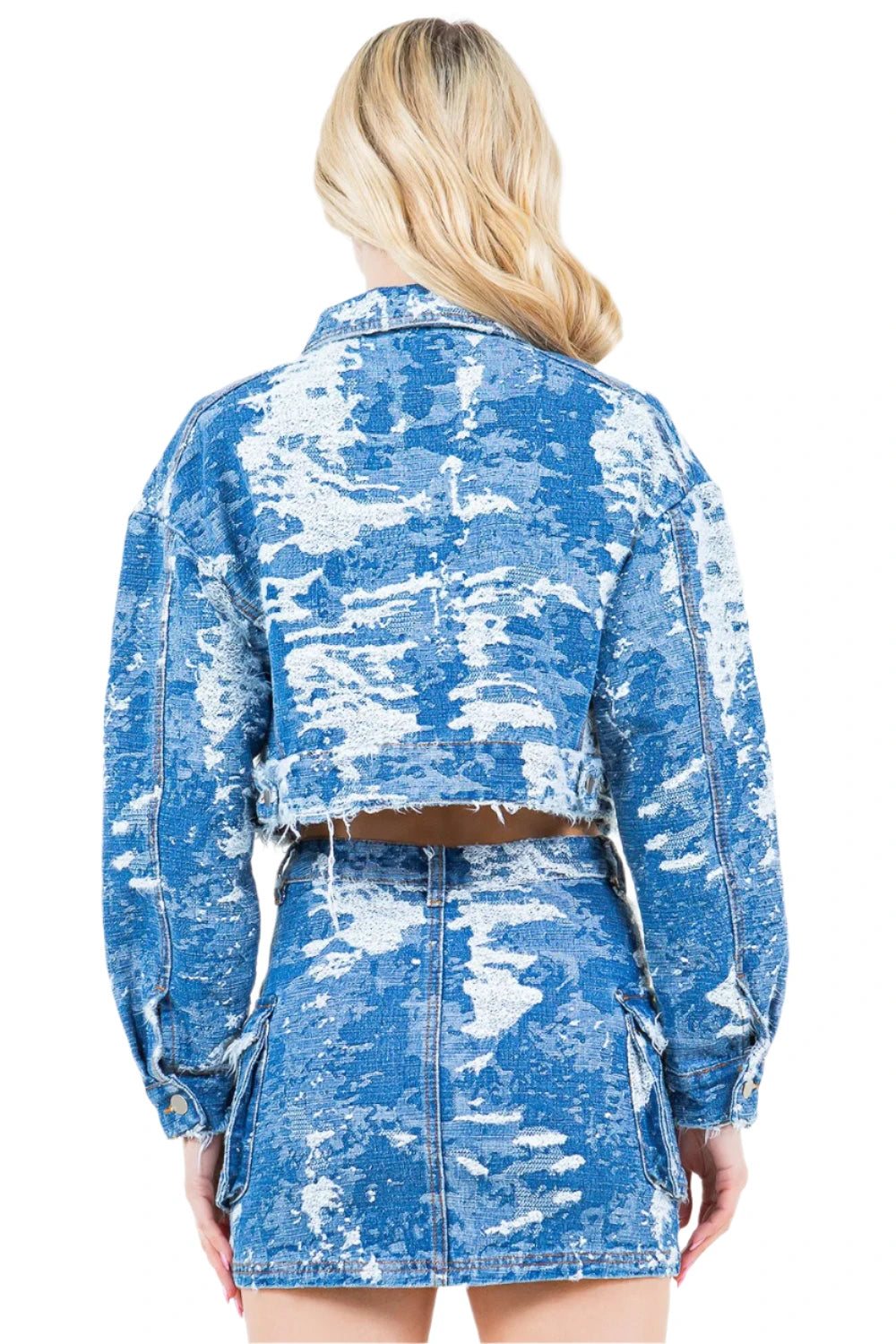 Skyline Jacquard Cropped Denim Jacket