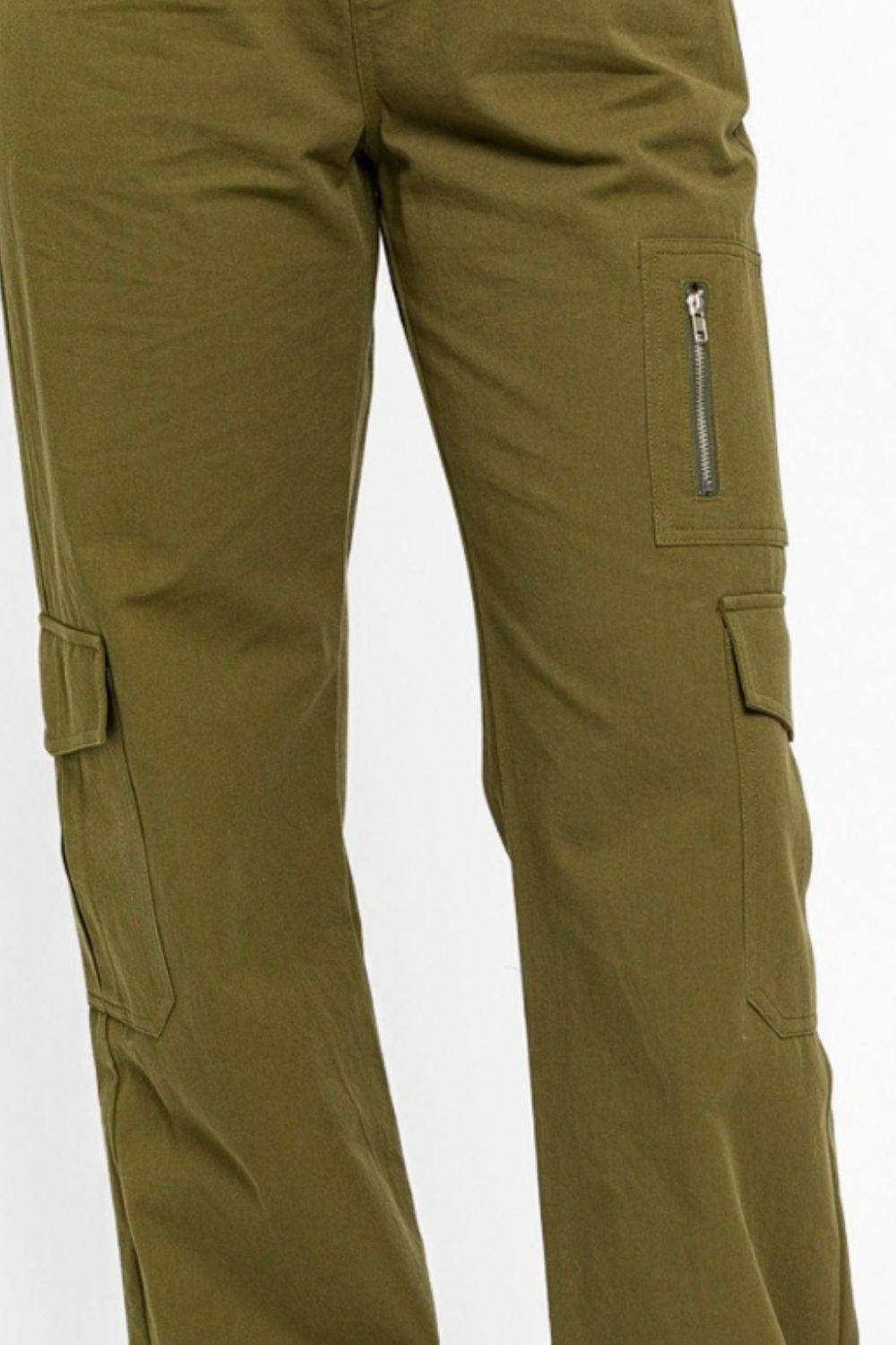 Le Lis High Waisted Wide Leg Cargo Pants with Pockets - Dapper Deluxe Fashion