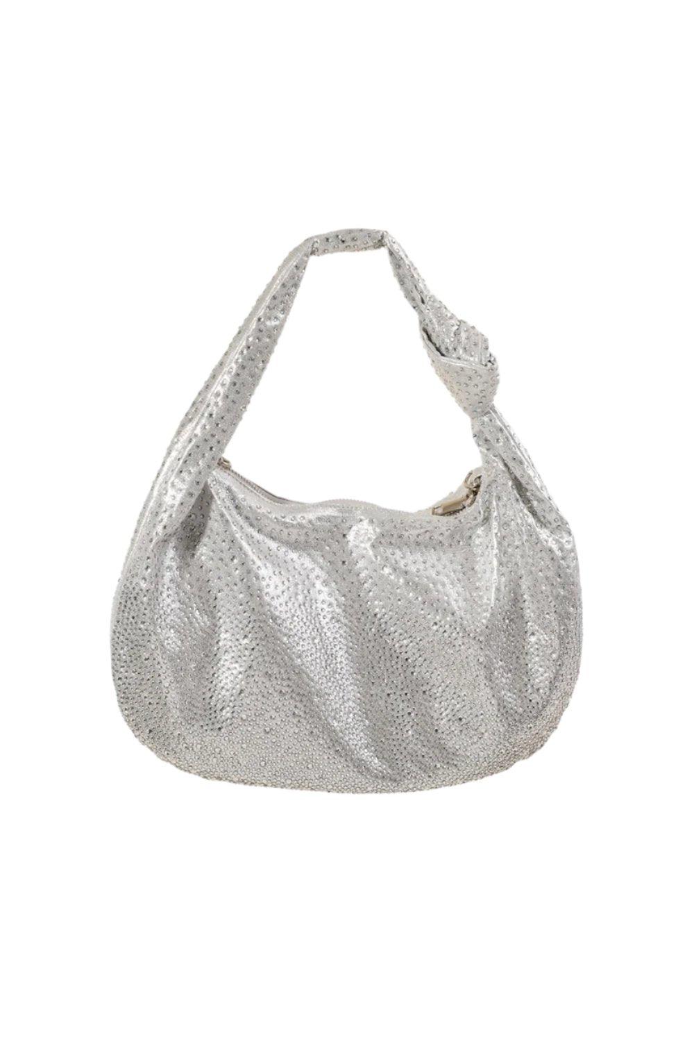 Rhinestone Studded Hobo Mini Bag - Dapper Deluxe Fashion