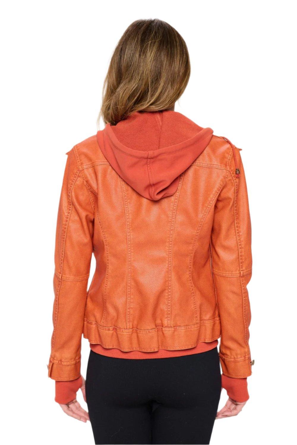 Brit Double Zip Hooded Long Sleeve Jacket in Orange - Dapper Deluxe Fashion