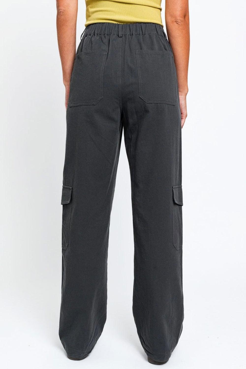 Le Lis High Waisted Wide Leg Cargo Pants with Pockets - Dapper Deluxe Fashion