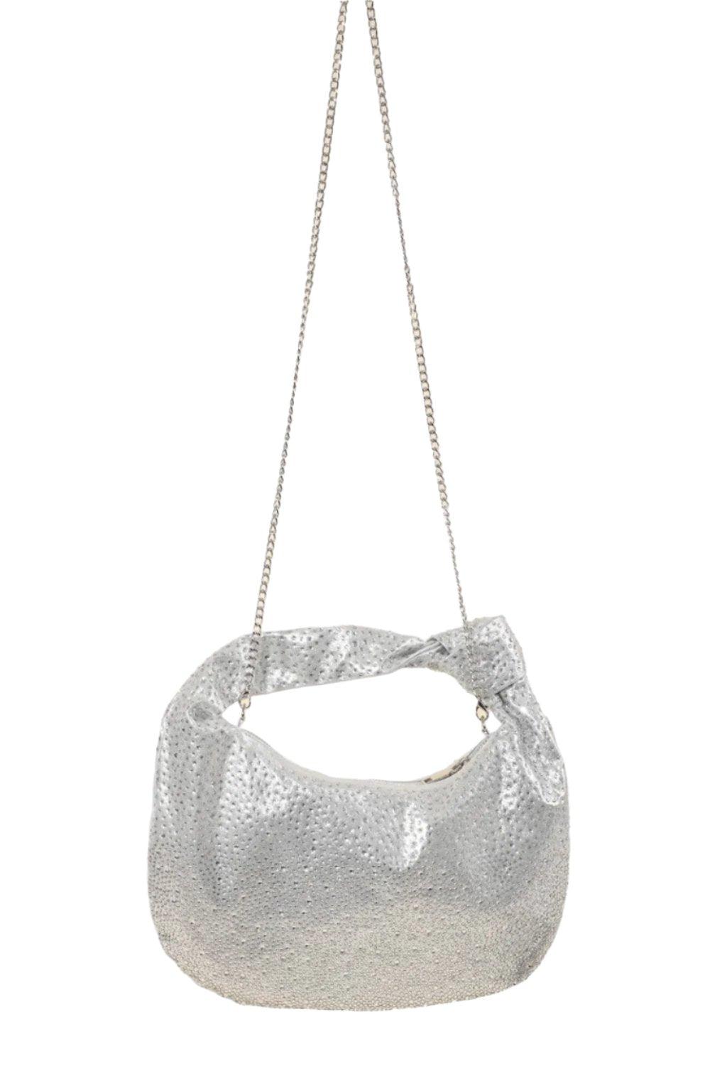 Rhinestone Studded Hobo Mini Bag - Dapper Deluxe Fashion