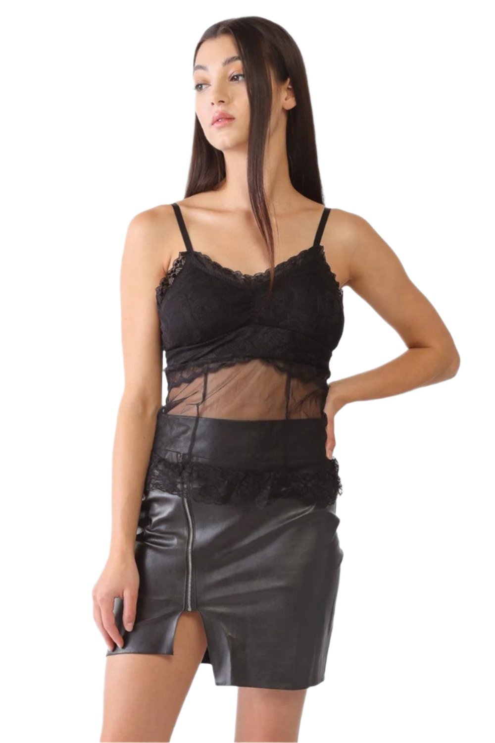 FASHION4YOU Sheer Mesh Lace Push-Up Bustier - Dapper Deluxe Fashion