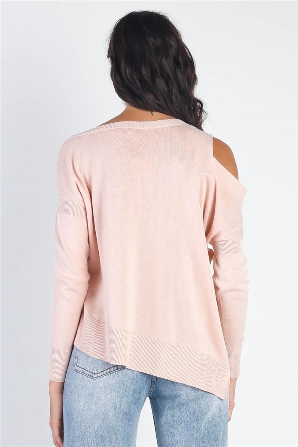 UNIQ Cold Shoulder Long Sleeve Knit Top - Dapper Deluxe Fashion