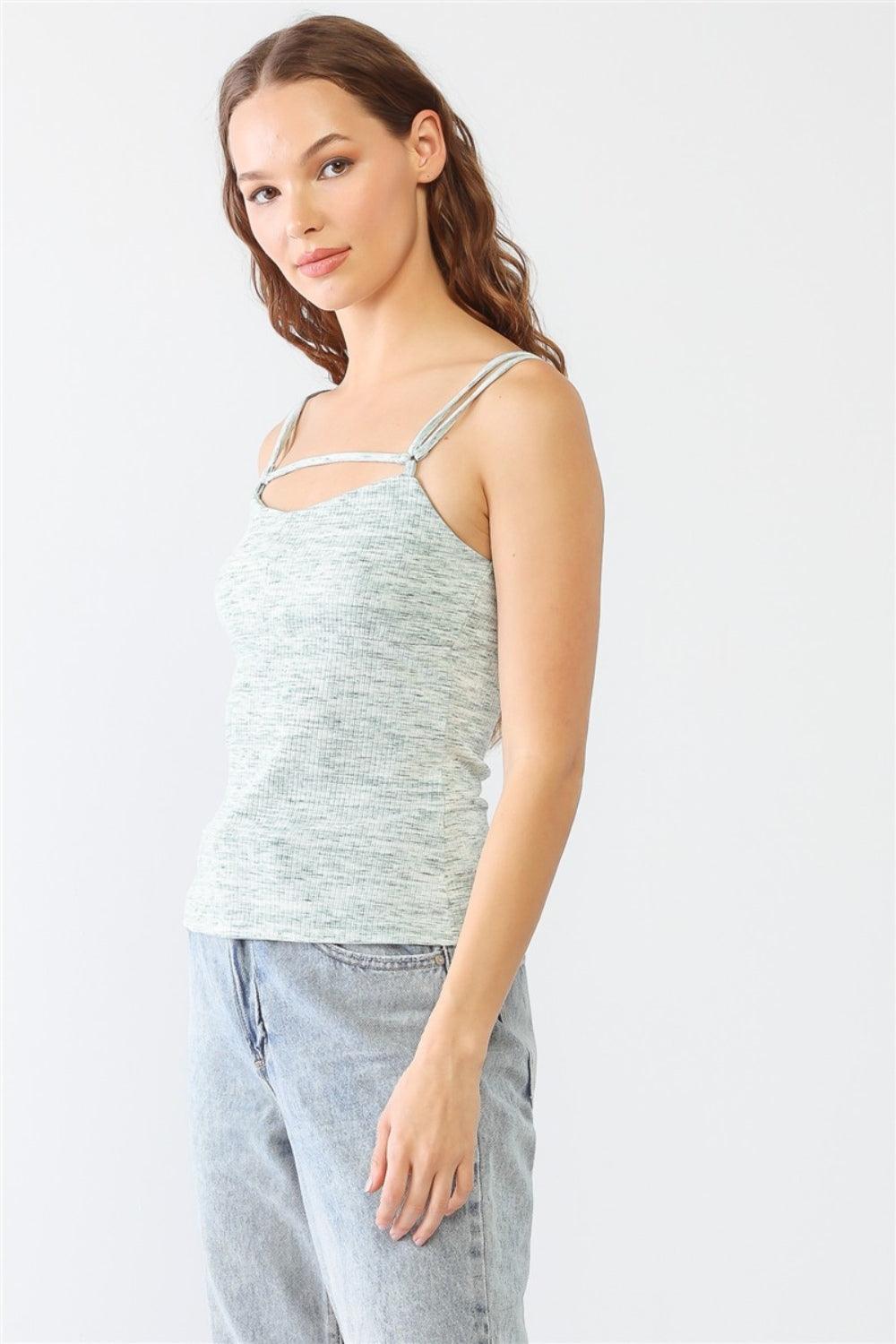 Le Lis Heathered Ribbed Adjustable Strap Cami - Dapper Deluxe Fashion