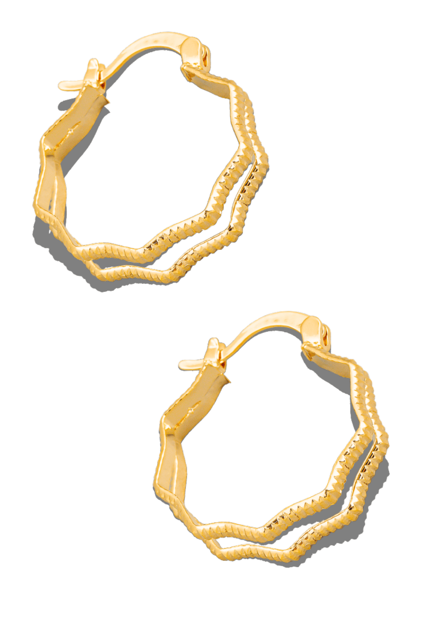 Gold Double Wavy Hoop Earrings - Dapper Deluxe Fashion