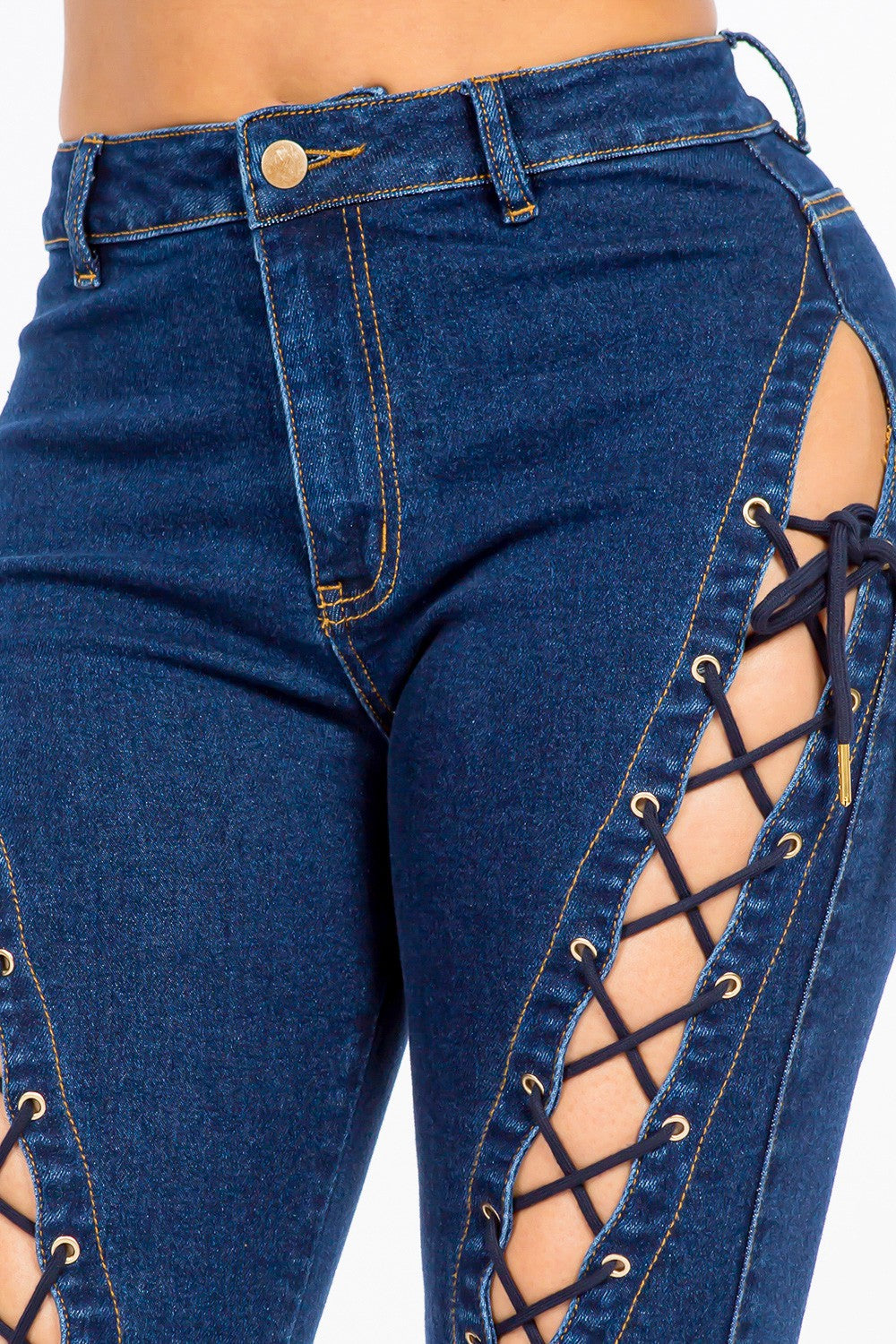 Fierce Lace-Up Flare Jeans