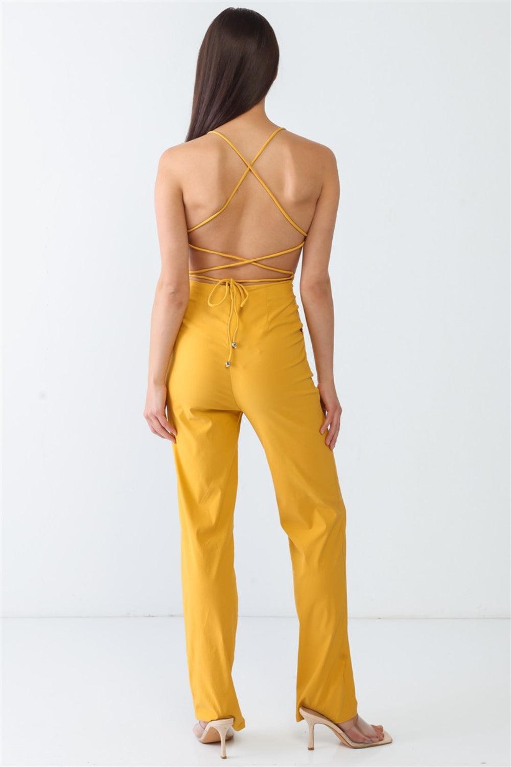 Doreli Group Backless Tied Spaghetti Strap Sleeveless Jumpsuit - Dapper Deluxe Fashion