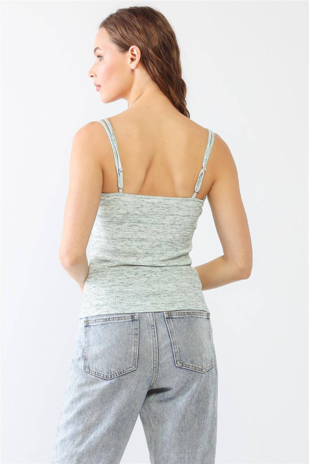 Le Lis Heathered Ribbed Adjustable Strap Cami - Dapper Deluxe Fashion