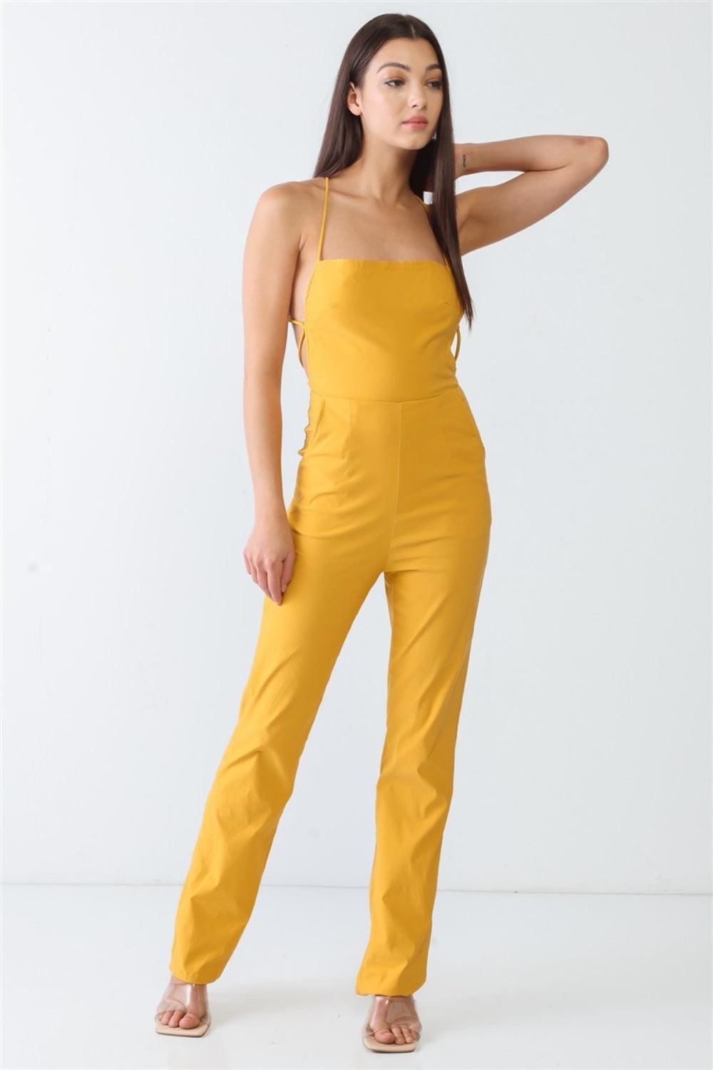 Doreli Group Backless Tied Spaghetti Strap Sleeveless Jumpsuit - Dapper Deluxe Fashion