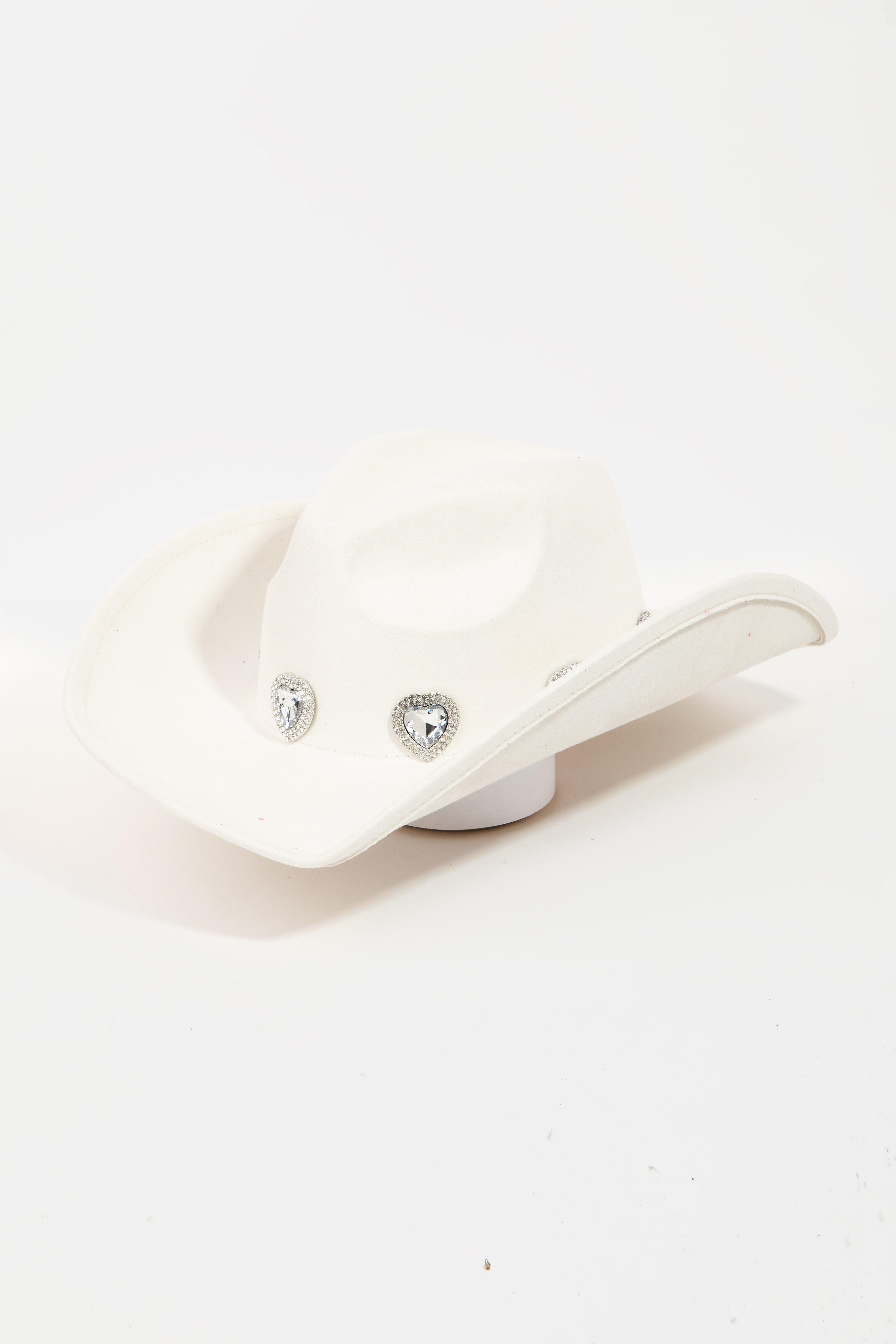 Rhinestone Pave Heart Cowboy Hat - Dapper Deluxe Fashion