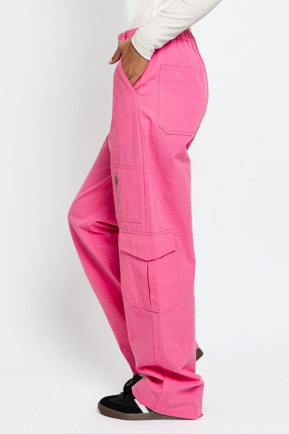 Le Lis High Waisted Wide Leg Cargo Pants with Pockets - Dapper Deluxe Fashion