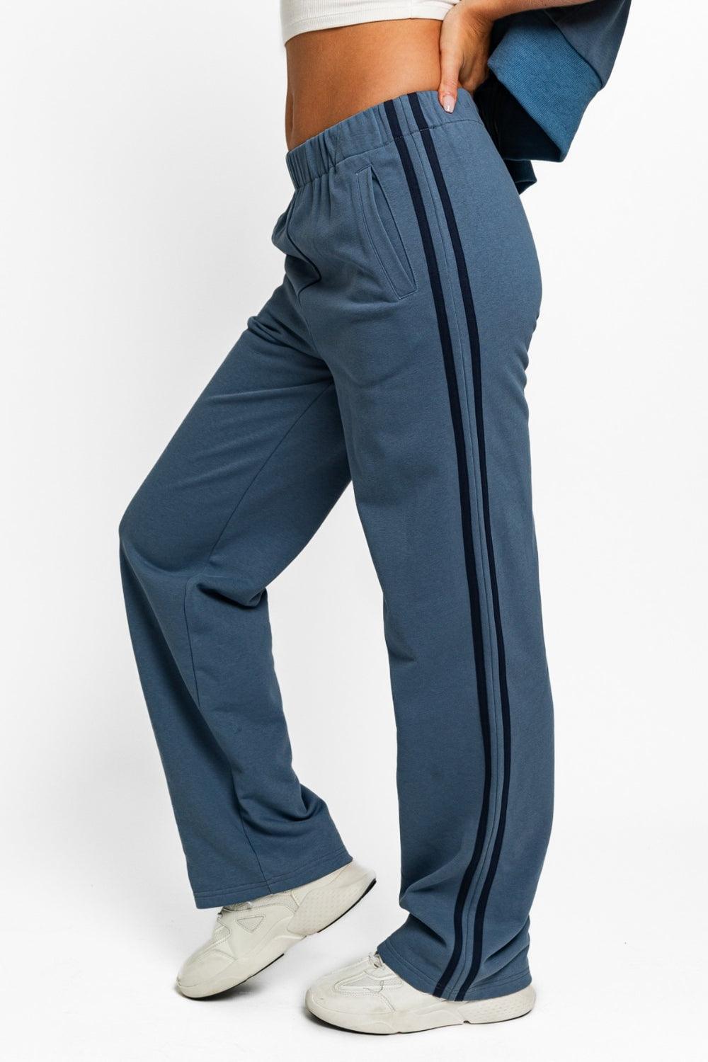 Le Lis High Waisted Side Stripes Straight Track Sweatpants - Dapper Deluxe Fashion