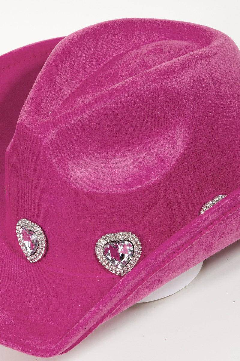 Rhinestone Pave Heart Cowboy Hat - Dapper Deluxe Fashion