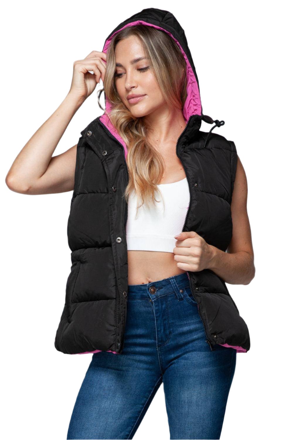 Serena Hooded Puffer Vest - Dapper Deluxe Fashion