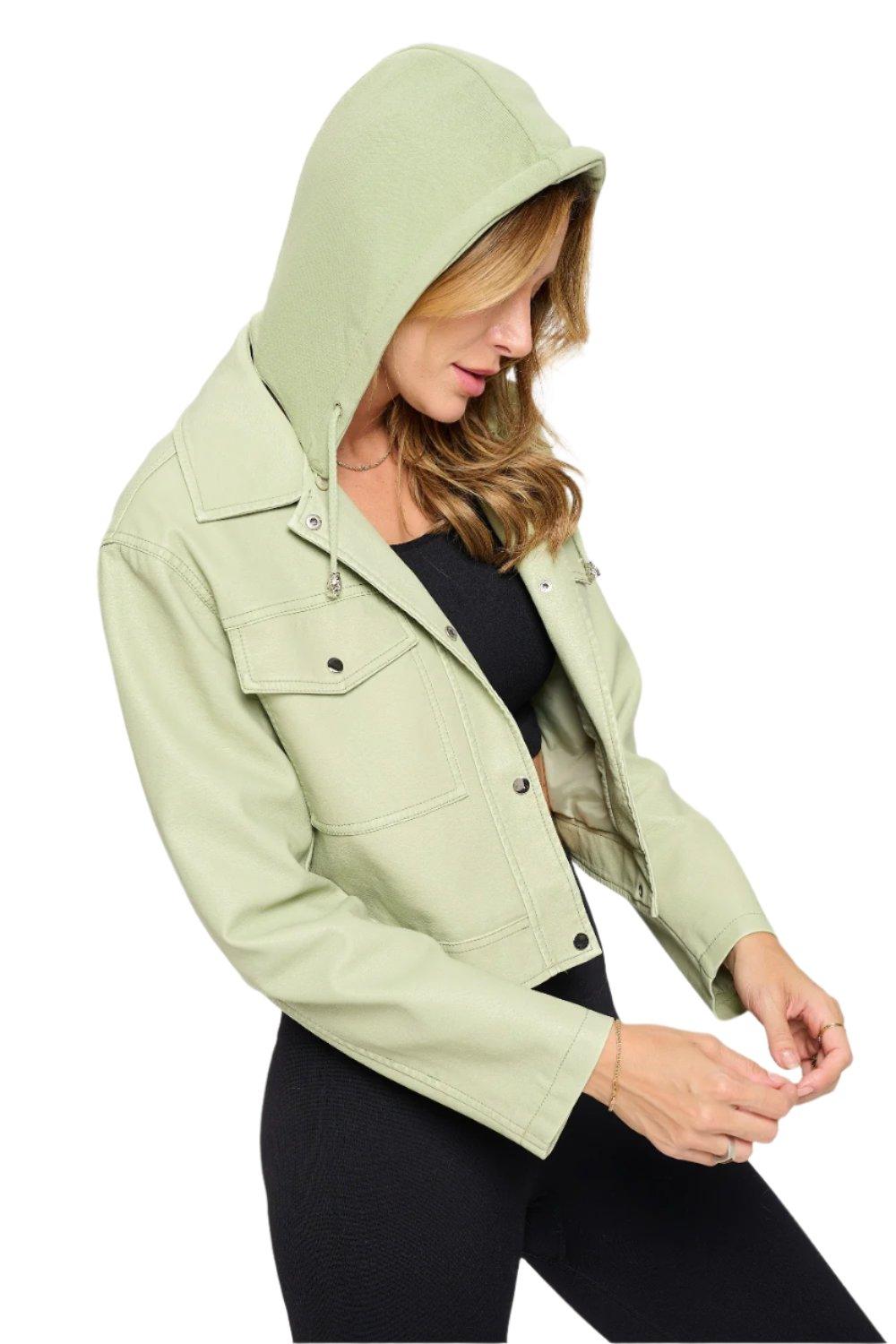 Marie Snap Down Cropped Hooded Jacket - Dapper Deluxe Fashion