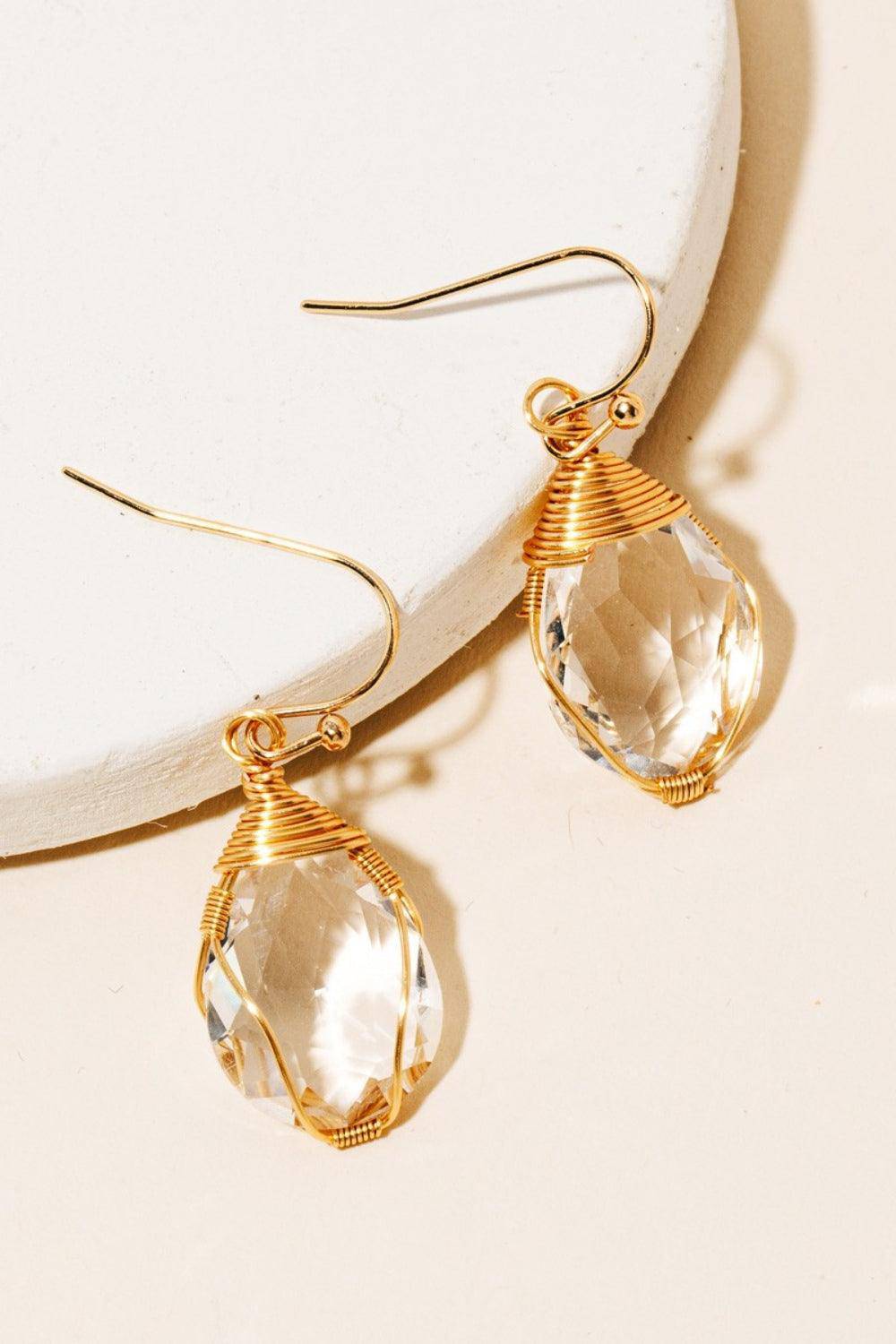 Stella Wrapped Gem Dangle Earrings - Dapper Deluxe Fashion