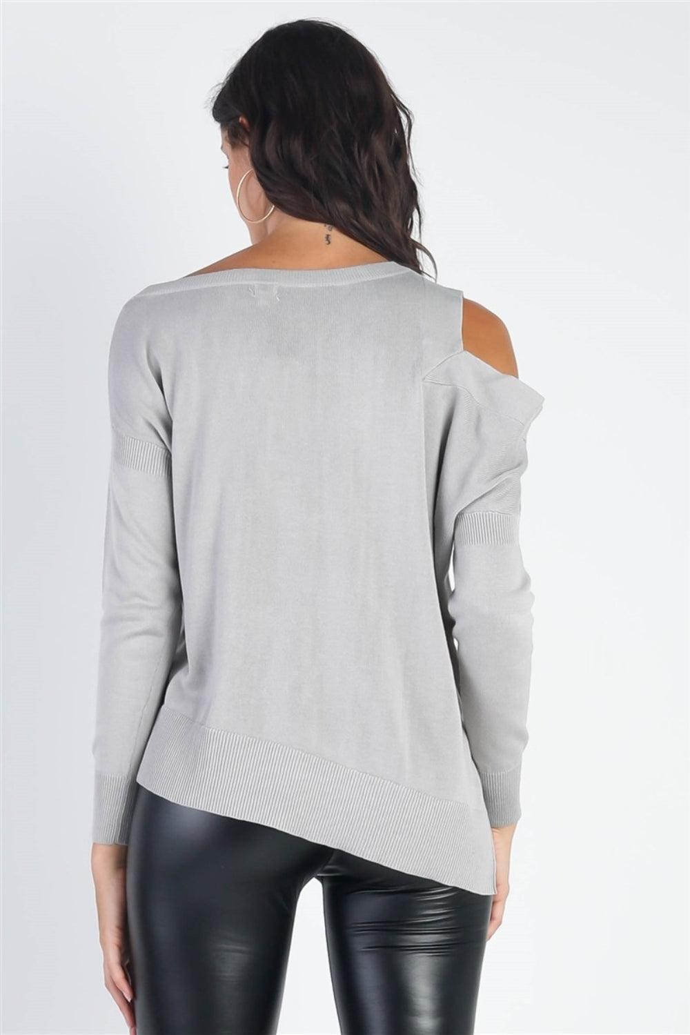 UNIQ Cold Shoulder Long Sleeve Knit Top - Dapper Deluxe Fashion