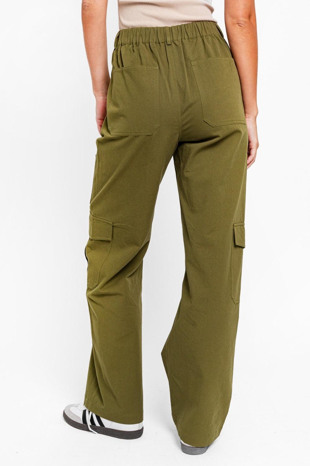 Le Lis High Waisted Wide Leg Cargo Pants with Pockets - Dapper Deluxe Fashion