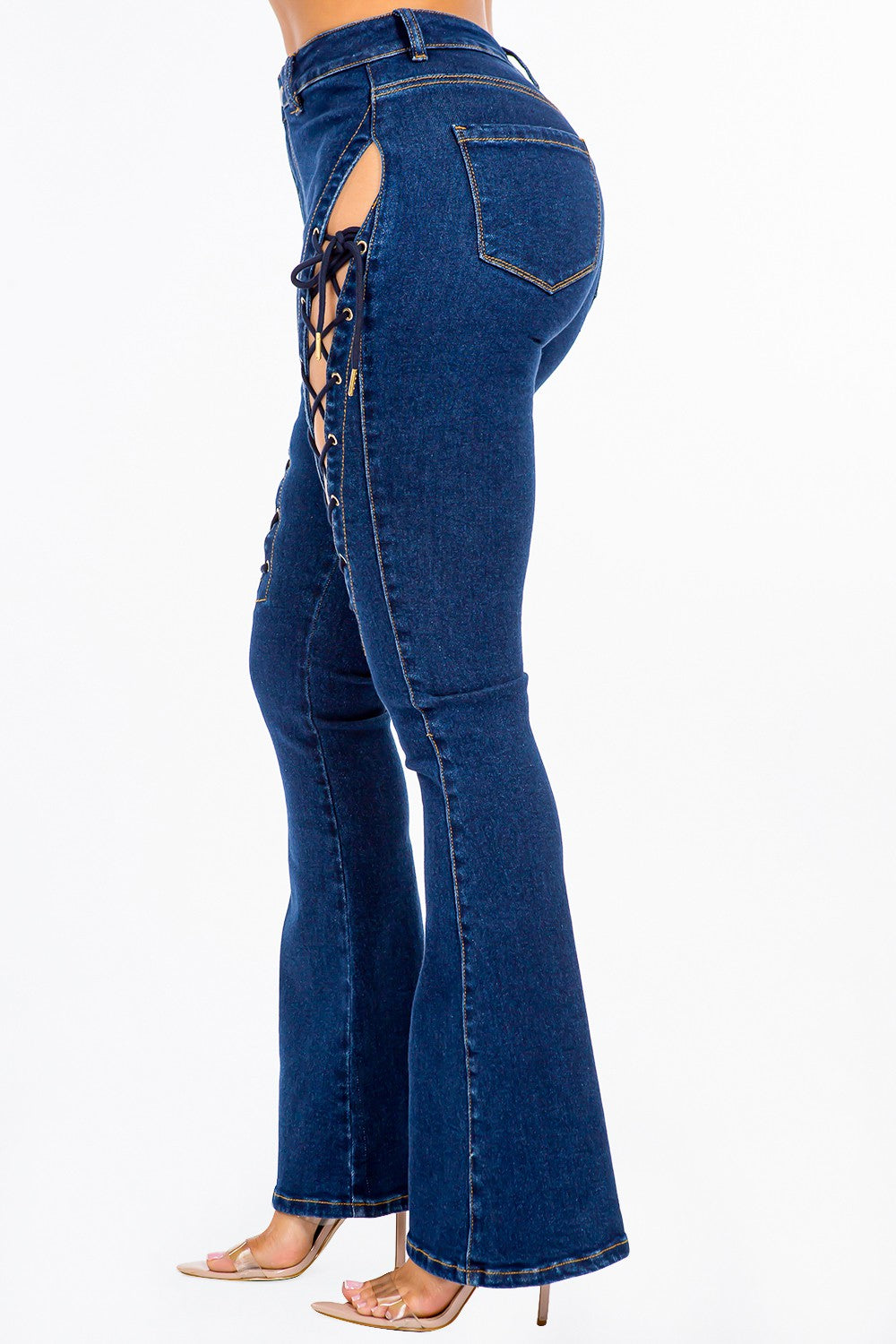 Fierce Lace-Up Flare Jeans