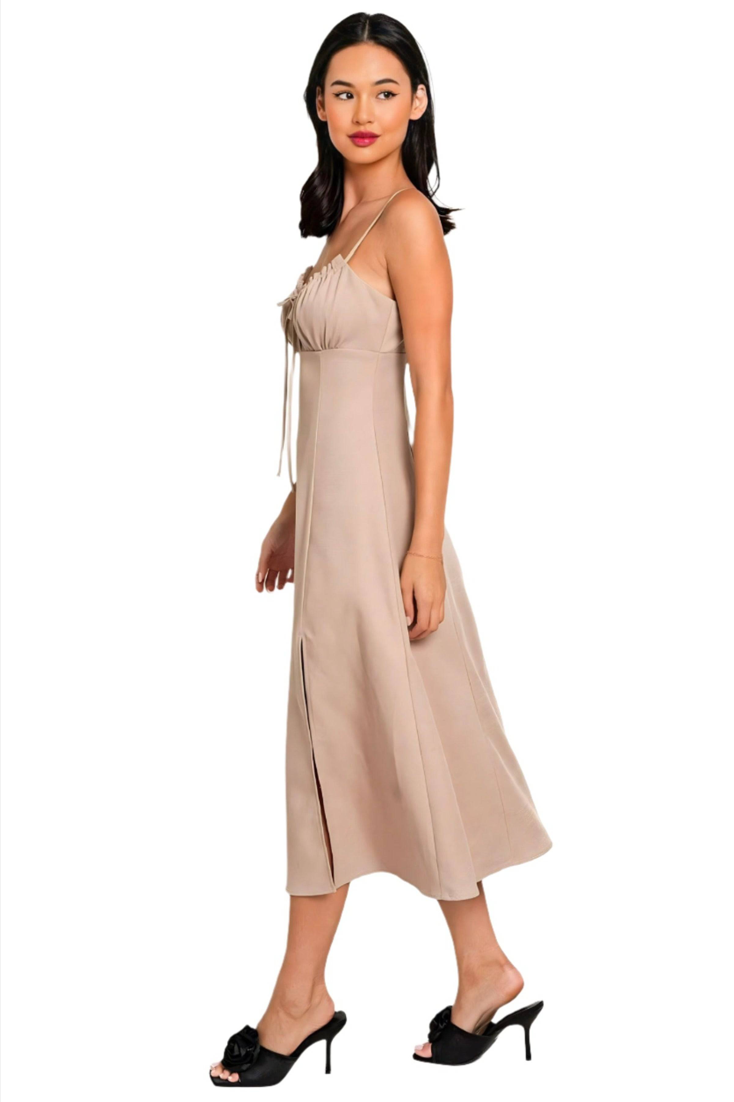 Women's Khaki Milkmaid Sundress - Dapper Deluxe Fashion