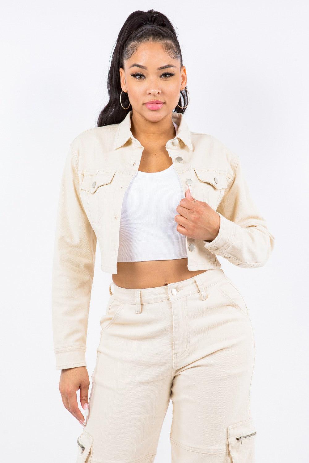 Laced Up Cropped Denim Jacket - Dapper Deluxe Fashion