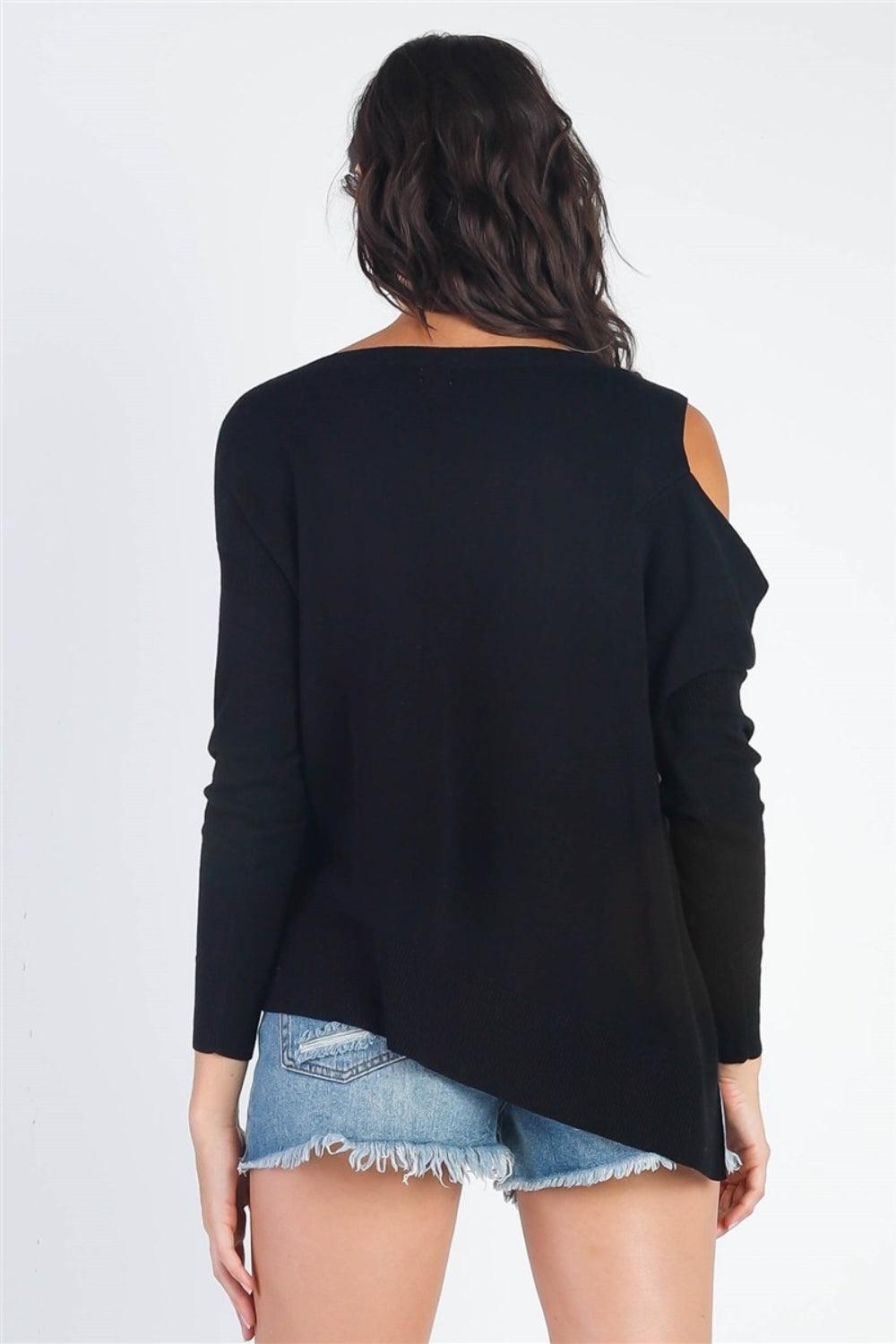 UNIQ Cold Shoulder Long Sleeve Knit Top - Dapper Deluxe Fashion