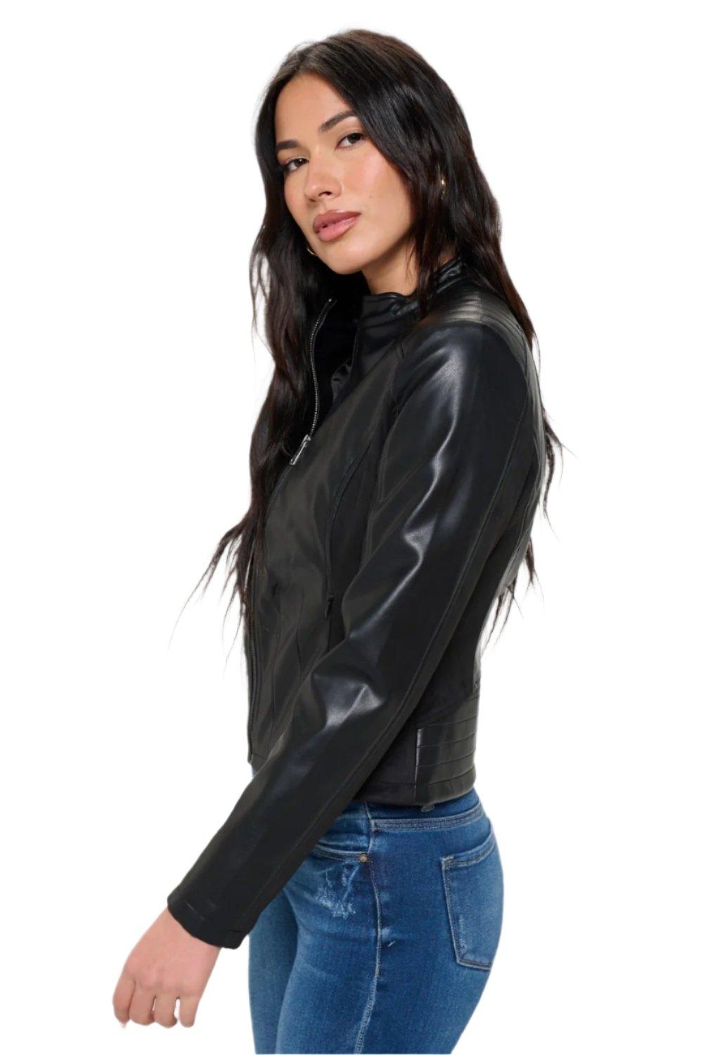 Valerie Zip Up Moto Jacket in Black - Dapper Deluxe Fashion