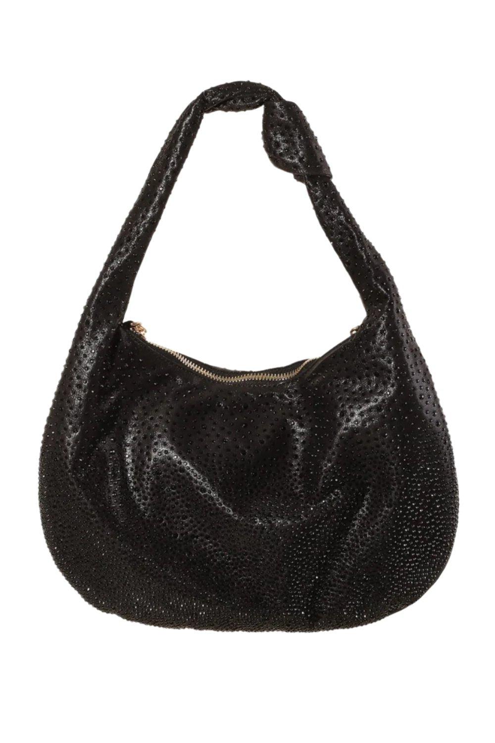 Rhinestone Studded Hobo Mini Bag - Dapper Deluxe Fashion