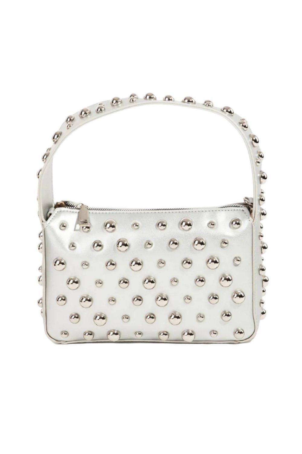 Magnifique Small Silver Stud Shoulder Bag - Dapper Deluxe Fashion