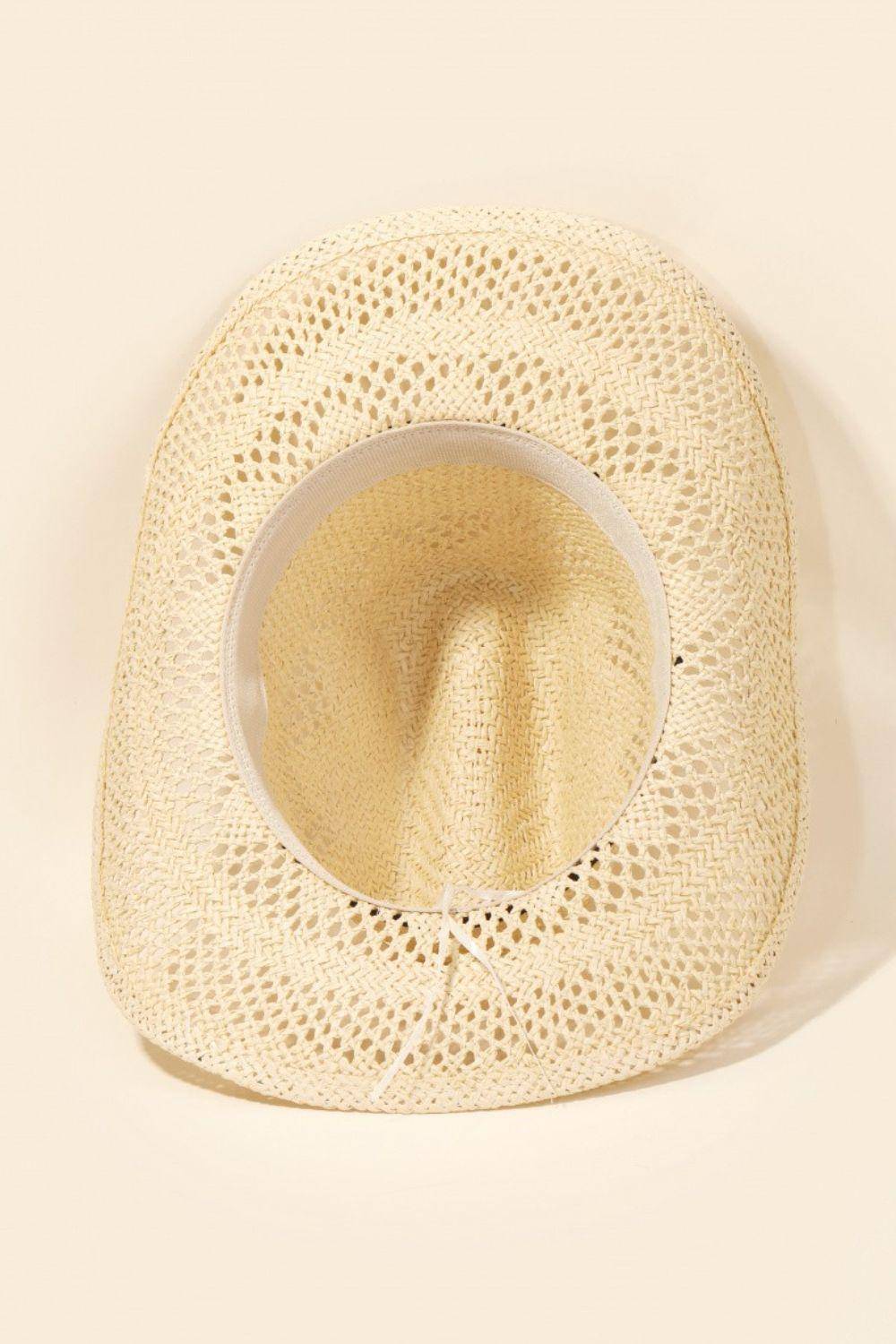 Straw Weave Rope Ribbon Cowboy Hat - Dapper Deluxe Fashion