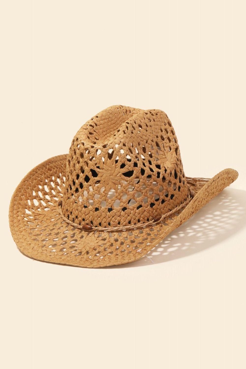 Straw Weave Rope Ribbon Cowboy Hat - Dapper Deluxe Fashion