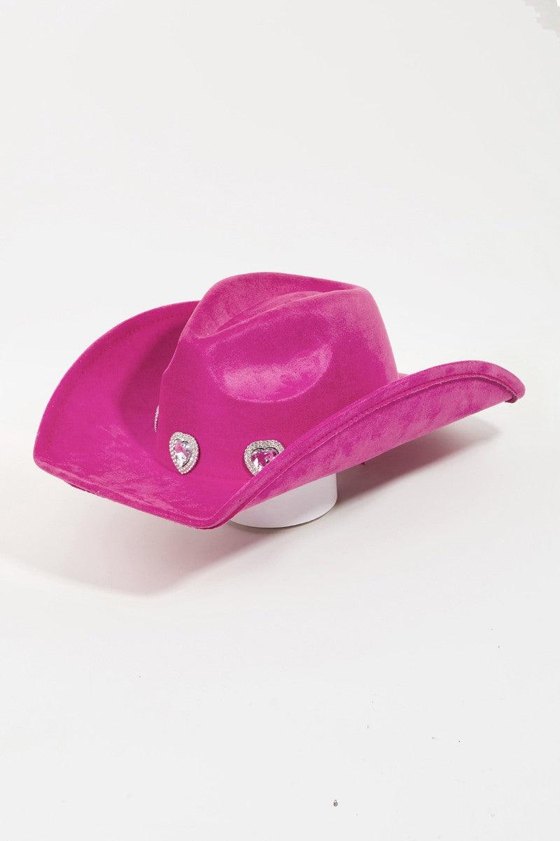 Rhinestone Pave Heart Cowboy Hat - Dapper Deluxe Fashion