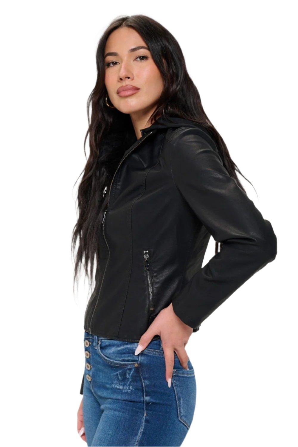 Lorenza Zip Up Hooded Jacket in Black - Dapper Deluxe Fashion