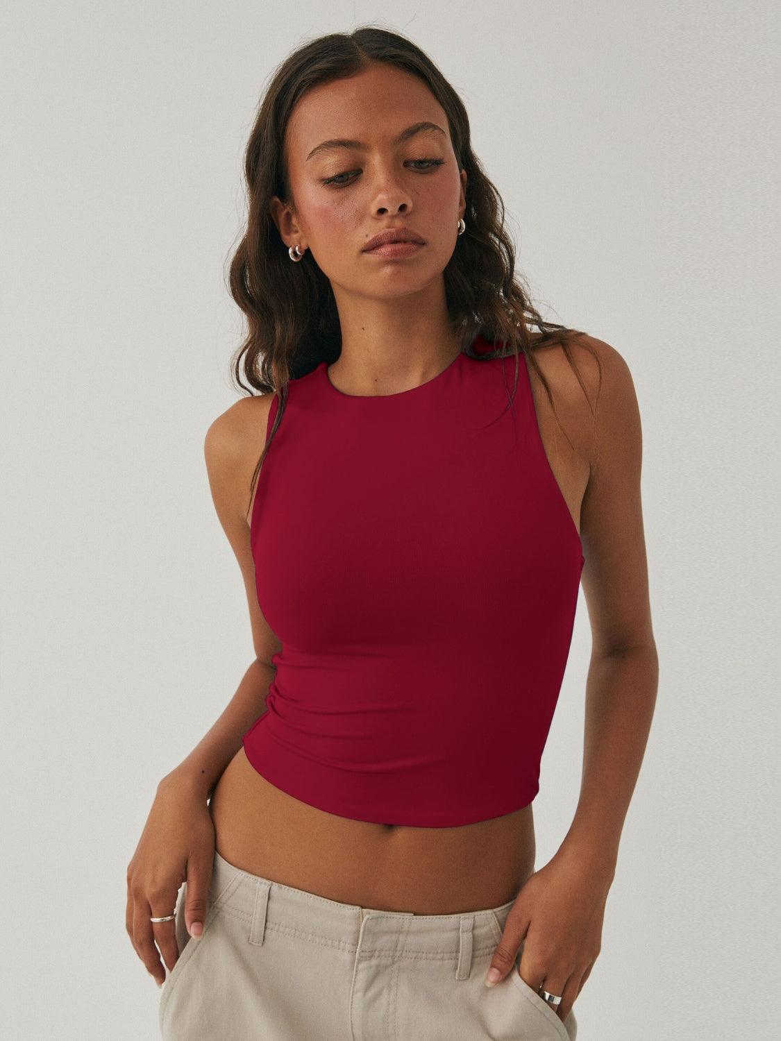 Round Neck Cropped Tank - Dapper Deluxe Fashion