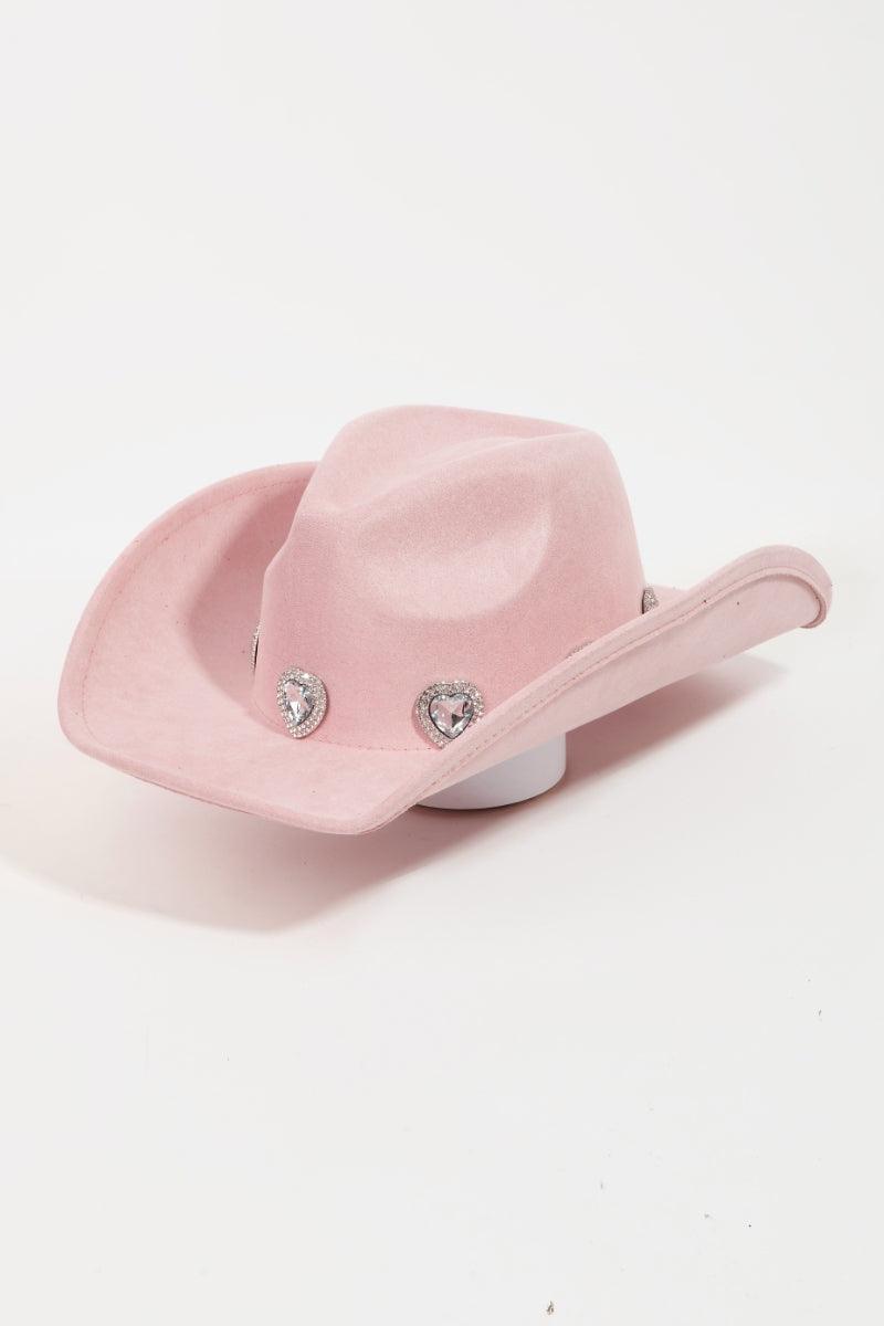 Rhinestone Pave Heart Cowboy Hat - Dapper Deluxe Fashion