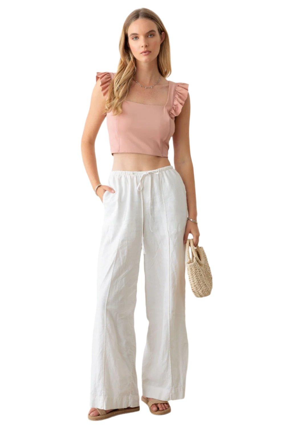 Ruffled Cap Sleeve Square Neck Crop Top - Dapper Deluxe Fashion