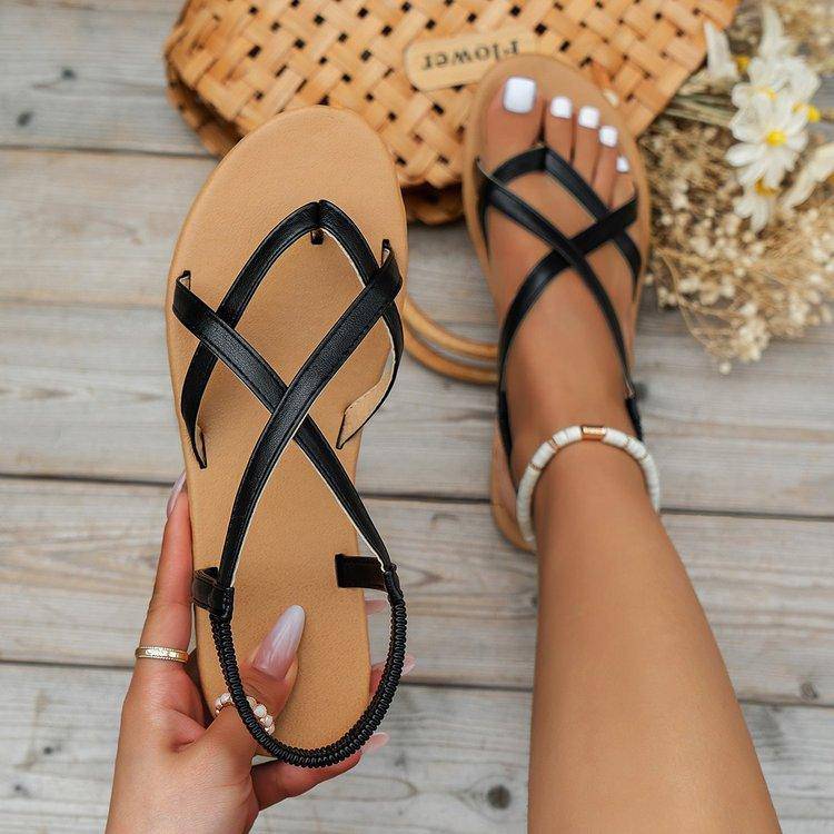 Leather Crisscross Sandals - Dapper Deluxe Fashion