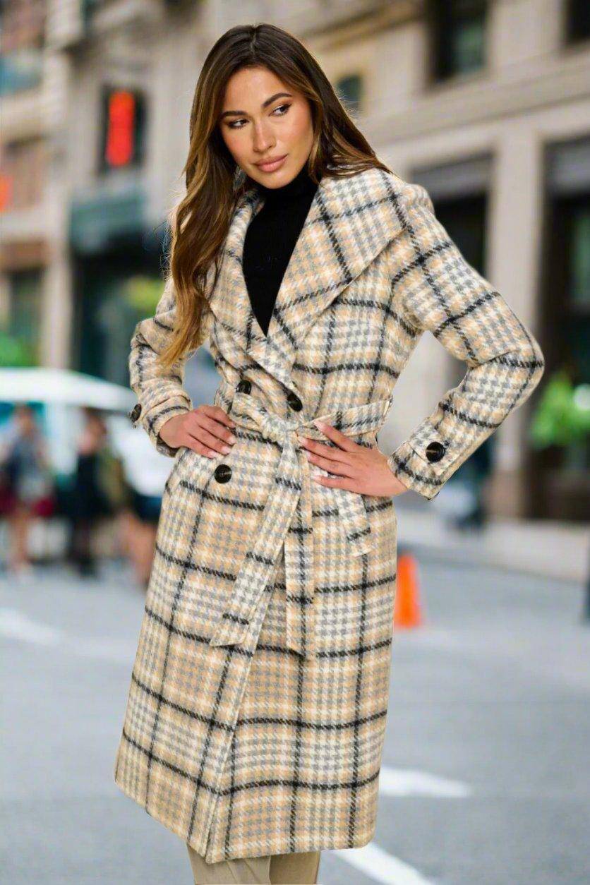 Blair Fifth Avenue Belted Plaid Trench Coat - Dapper Deluxe Fashion