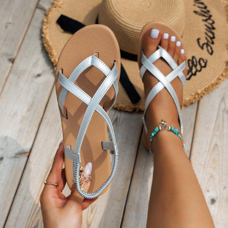 Leather Crisscross Sandals - Dapper Deluxe Fashion