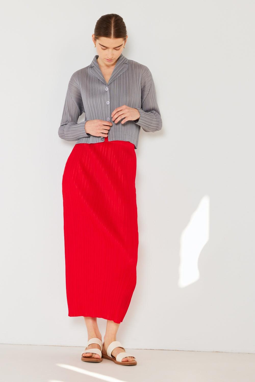 Women's Pleated Midi Pencil Skirt - Dapper Deluxe Fashion