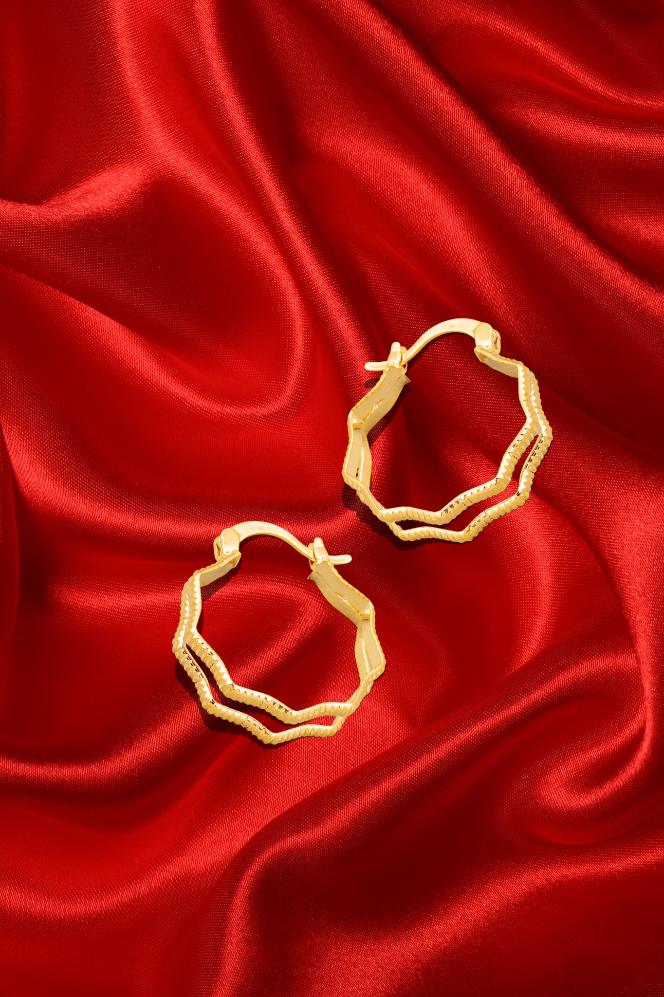 Gold Double Wavy Hoop Earrings - Dapper Deluxe Fashion