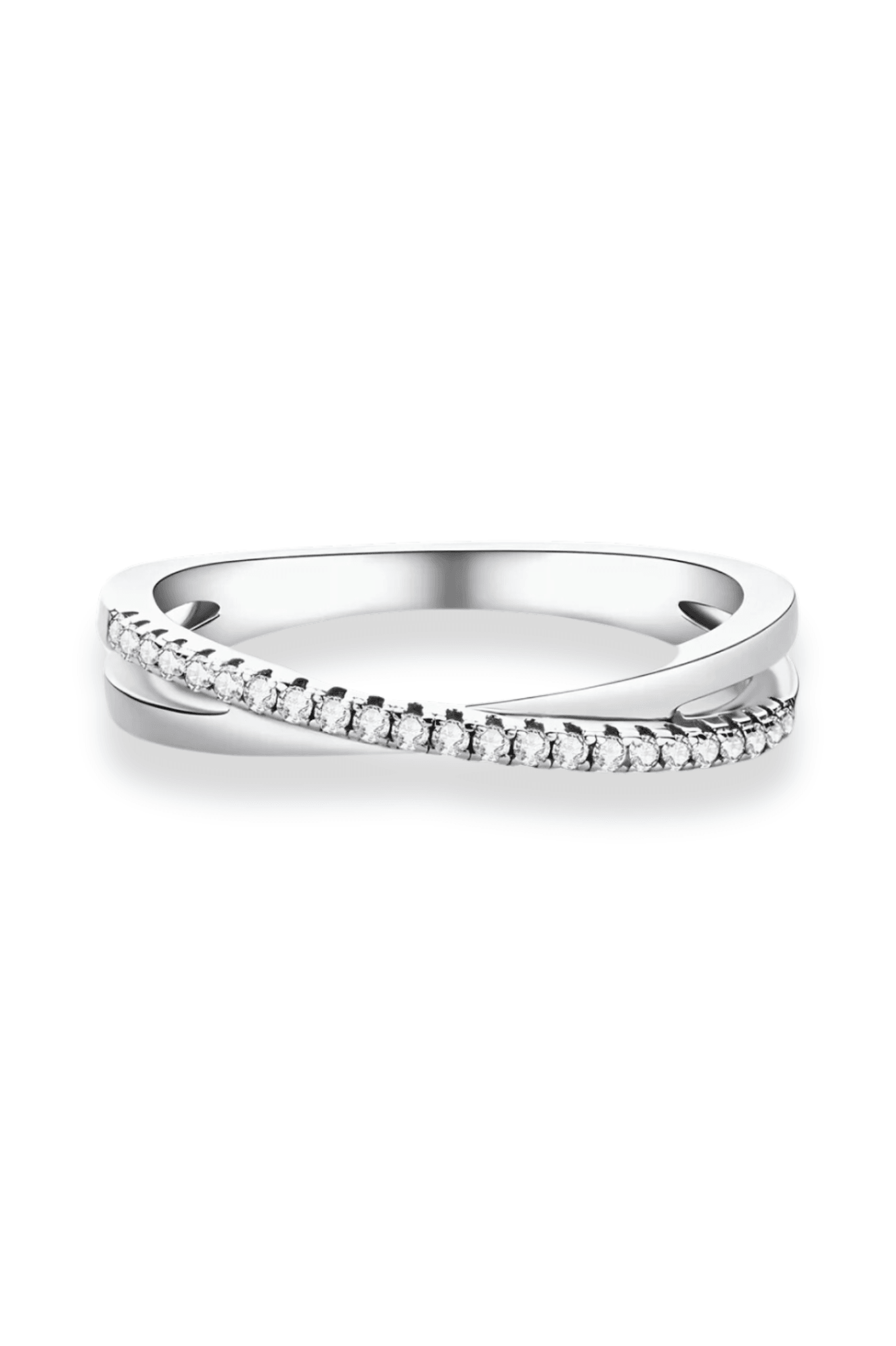 1/4 CT Moissanite Stackable Twist Ring in Platinum Sterling Silver