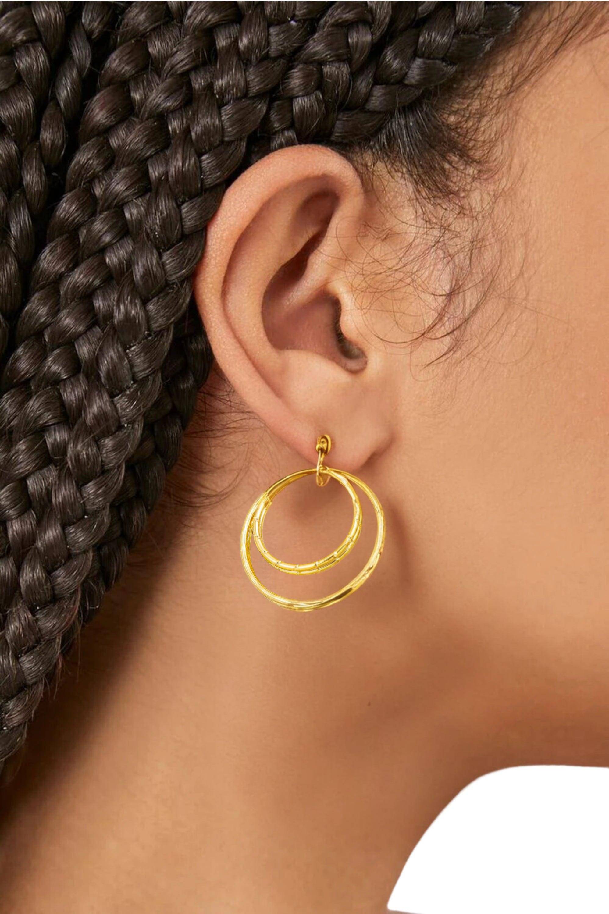 Gold Double Hoop Earrings - Dapper Deluxe Fashion