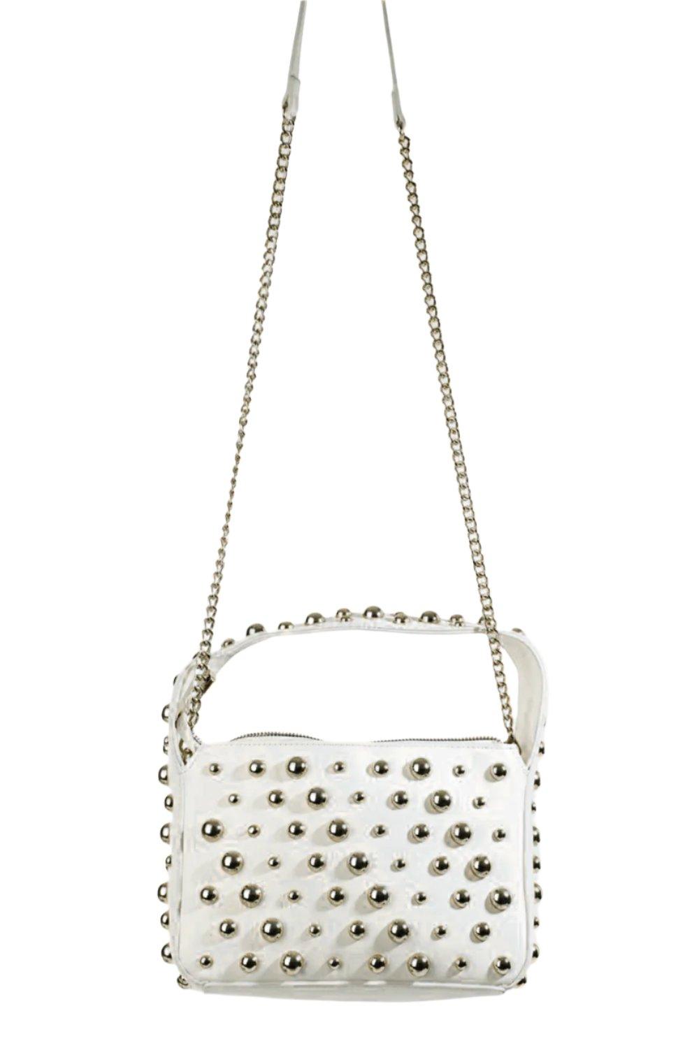 Magnifique Small Silver Stud Shoulder Bag - Dapper Deluxe Fashion