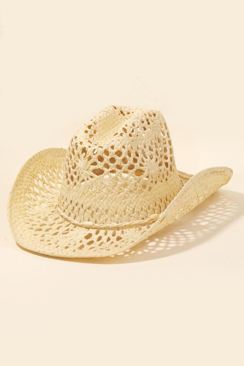 Straw Weave Rope Ribbon Cowboy Hat - Dapper Deluxe Fashion