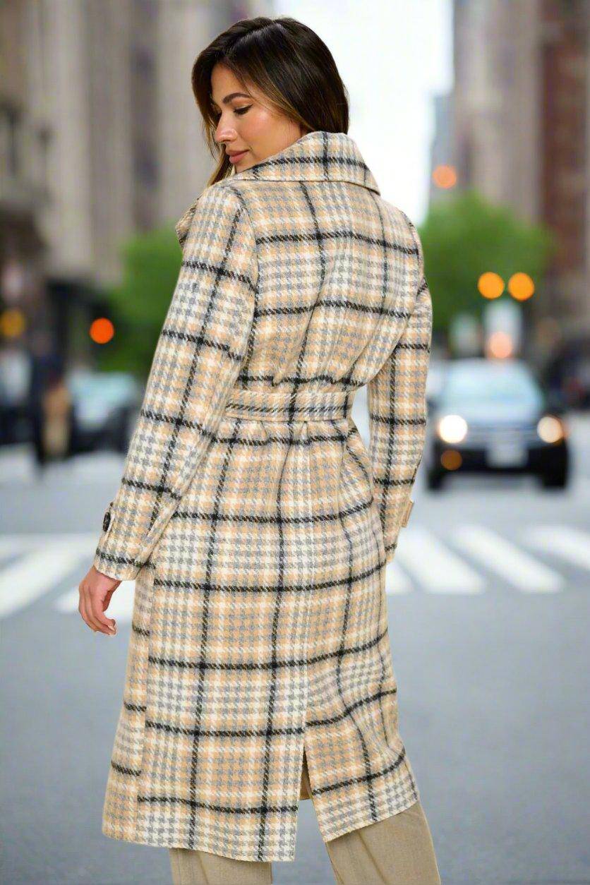 Blair Fifth Avenue Belted Plaid Trench Coat - Dapper Deluxe Fashion